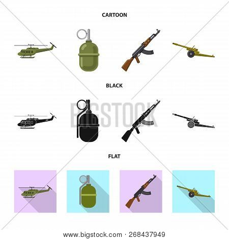 Vector Design Of Weapon And Gun Sign. Set Of Weapon And Army Stock Symbol For Web.