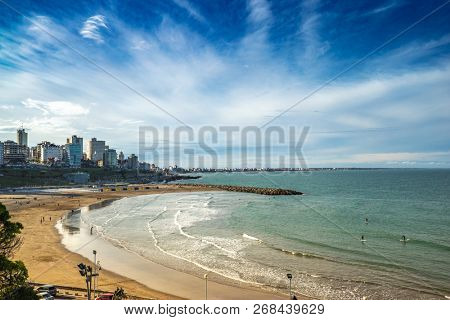 Mar Del Plata, Argentina - 26 Octubre, 2018: City beach is ready to meet tourists