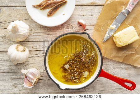The Ingredients For A Traditional Italian Dish Bagna Cauda.