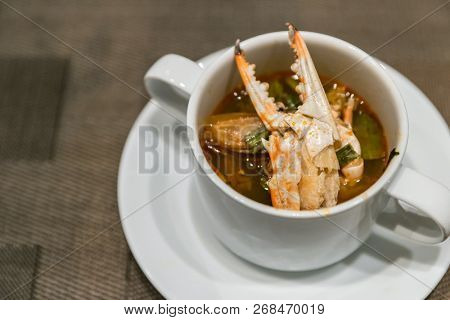 Thai Crab tom yum spicy chowder soup