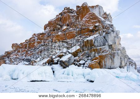 Cape Burkhan (shaman Rock) On Olkhon Island At Baikal Lake, Siberia, Russia
