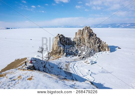 Cape Burkhan (shaman Rock) On Olkhon Island At Baikal Lake, Siberia, Russia