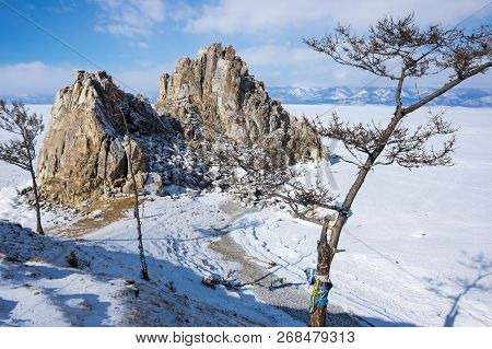 Cape Burkhan (shaman Rock) On Olkhon Island At Baikal Lake, Siberia, Russia
