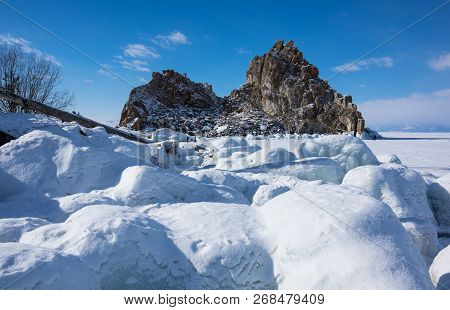 Cape Burkhan (shaman Rock) On Olkhon Island At Baikal Lake, Siberia, Russia