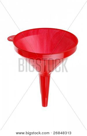 beyaz izole kırmızı plastik huni