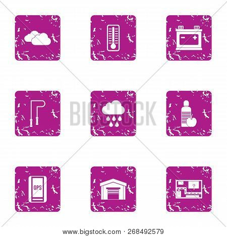 Movement Icons Set. Grunge Set Of 9 Movement Vector Icons For Web Isolated On White Background