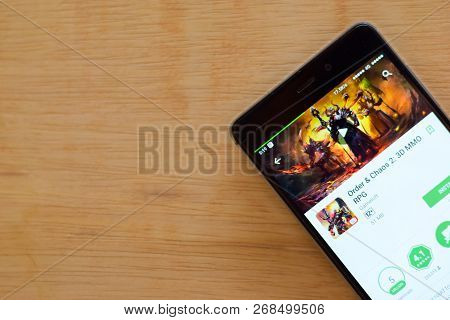 Bekasi, West Java, Indonesia. November 13, 2018 : Order & Chaos 2: 3d Mmo Rpg Dev App With Magnifyin