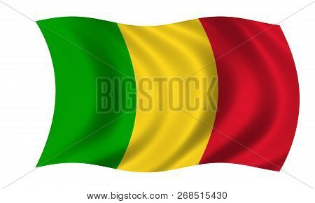 Waving Mali Flag In The Colors Green, Yellow And Red