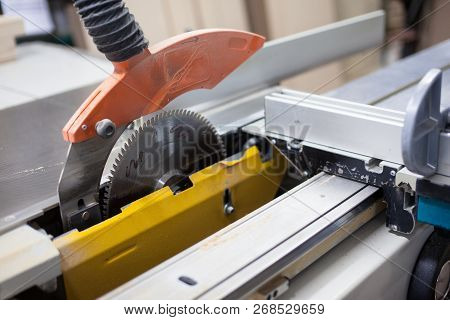 Woodworking Machinery In A Wooden Door Factory