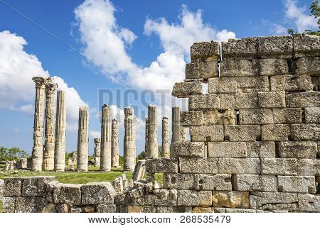 Travel Concept Photo. Uzuncaburc Historical Ancient City Mersin / Turkey