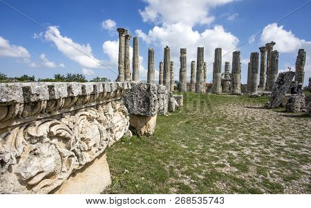 Travel Concept Photo. Uzuncaburc Historical Ancient City Mersin / Turkey