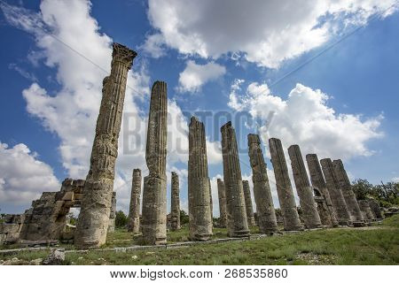 Travel Concept Photo. Uzuncaburc Historical Ancient City Mersin / Turkey