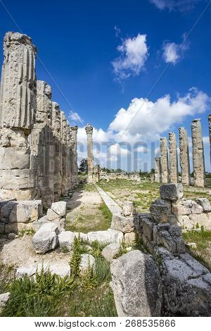 Travel Concept Photo. Uzuncaburc Historical Ancient City Mersin / Turkey