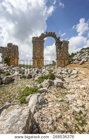 Travel Concept Photo. Uzuncaburc Historical Ancient City Mersin / Turkey