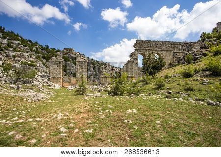 Travel Concept Photo. Uzuncaburc Historical Ancient City Mersin / Turkey