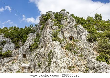 Travel Concept Photo. Uzuncaburc Historical Ancient City Mersin / Turkey
