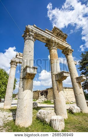 Travel Concept Photo. Uzuncaburc Historical Ancient City Mersin / Turkey