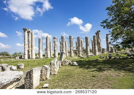Travel Concept Photo. Uzuncaburc Historical Ancient City Mersin / Turkey