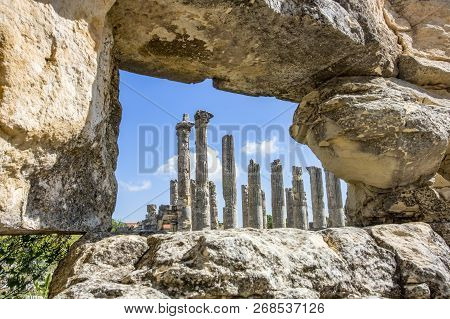 Travel Concept Photo. Uzuncaburc Historical Ancient City Mersin / Turkey
