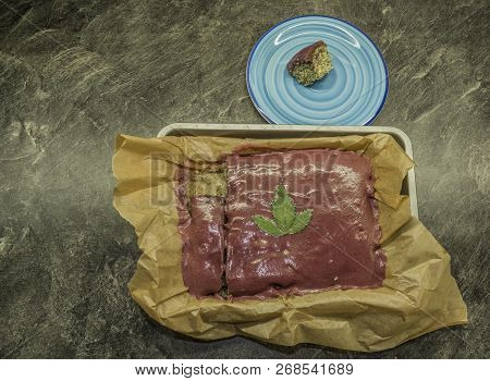 Cooking Of Marijuana Poppy Seed Cake With Chocolate And Pink Fruit Glaze