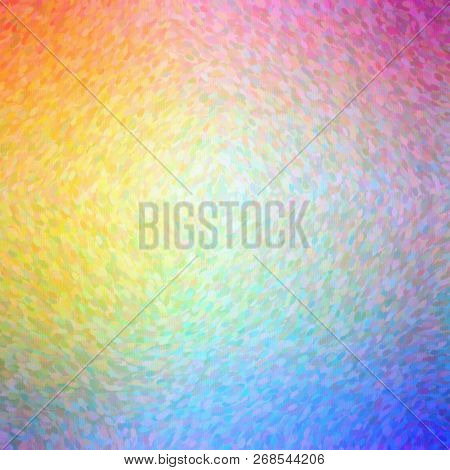 Illustration Of Abstract Orange, Blue And Yellow Impressionist Pointlilism Square Background