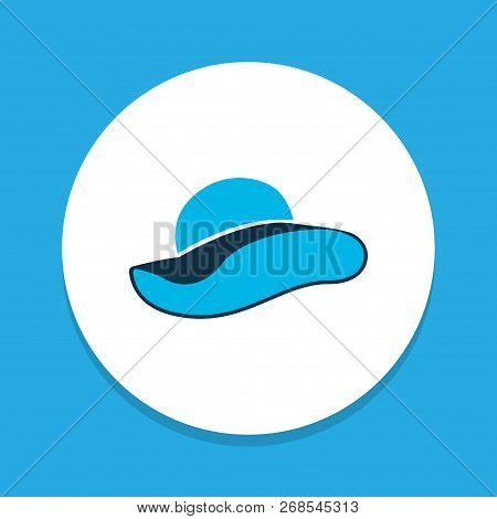 Woman Hat Icon Colored Symbol. Premium Quality Isolated Hatband Element In Trendy Style.