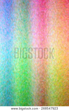 Illustration Of Abstract Orange, Green, Yellow And Red Impressionist Pointlilism Vertical Background