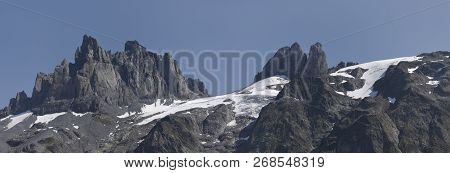 Mount And Glacier Spannort Over Engelberg On Switzerland