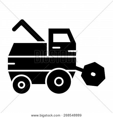 Combine Harvester Solid Icon. Gathering Harvest Vector Illustration Isolated On White. Agricultural 