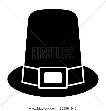 Pilgrim Hat Solid Icon. Hat Vector Illustration Isolated On White. Colonist Hat Glyph Style Design, 