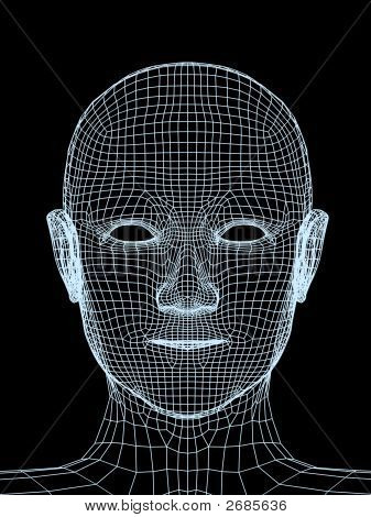 Cabeza de la persona de una rejilla 3D
