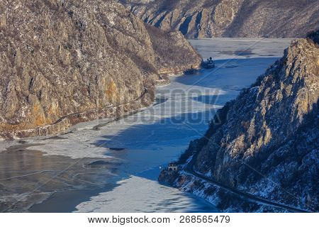 Winter Landscape In The Danube Gorges, Romania