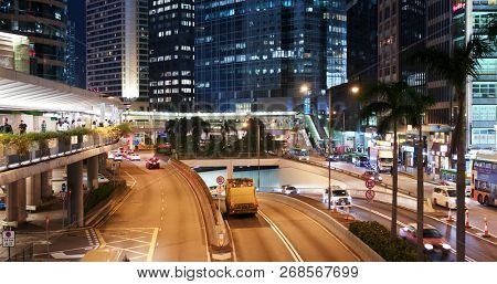 Central, Hong Kong, 14 October 2018:- Hong Kong traffic at night