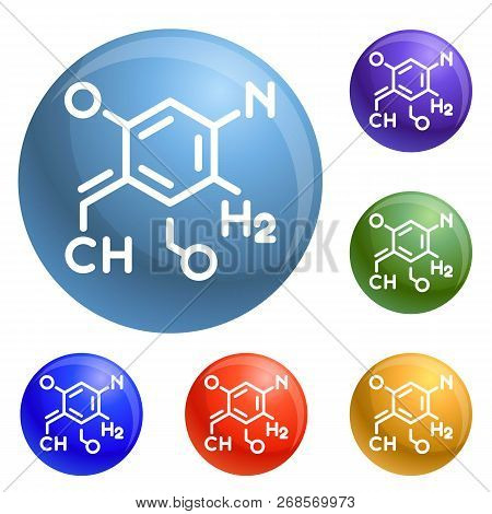 Chemistry Formula Icons Set 6 Color Isolated On White Background