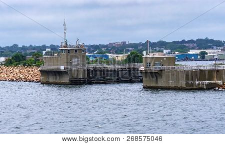 Entrance Breakwater New Bedford Harbor Buzards Bay Massachusetts United States.