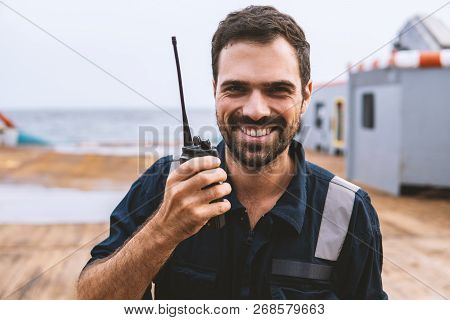 Marine Deck Officer Or Chief Mate On Deck Of Vessel Or Ship