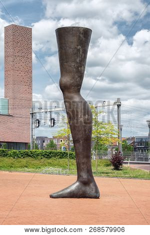 Amersfoort, Netherlands, May 17, 2015: The Six Meter High Modern Artwork Noch Einmal On The Station 