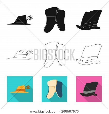 Isolated Object Of Headgear And Cap Sign. Collection Of Headgear And Headwear Stock Vector Illustrat