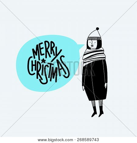 Christmas And New Year Lettering. Greeting Card, Poster Or Flyer Hand Drawn Design. Funny Holiday De