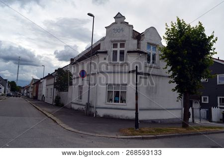 View of historical buildings of Sarpsborg, Norway. June 20,2018.Sarpsborg , Norway