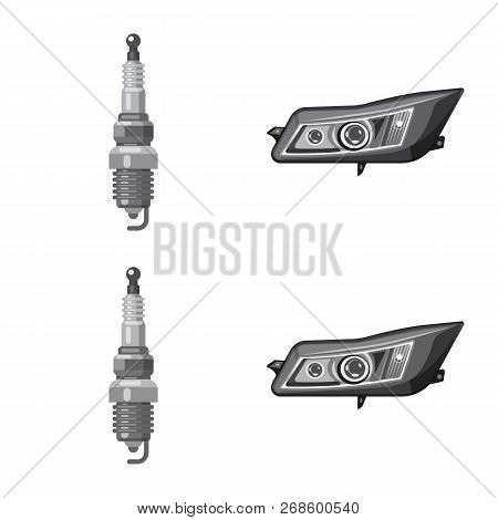 Vector Illustration Of Auto And Part Icon. Collection Of Auto And Car Vector Icon For Stock.