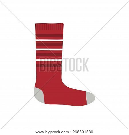 Knitted Sock For Christmas Gifts Isolated On White Background