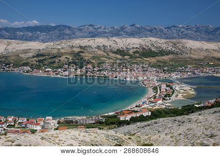 Aerial View Of Town Pag, Pag Island, Croatia