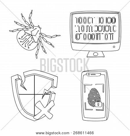 Isolated Object Of Virus And Secure Icon. Collection Of Virus And Cyber Stock Symbol For Web.