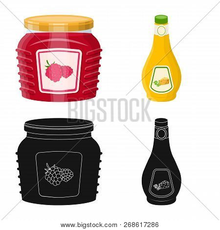Vector Design Of Can And Food Sign. Set Of Can And Package Vector Icon For Stock.