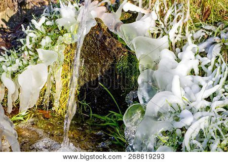 Beautiful Icy Spring In Sunny Day Outdoor
