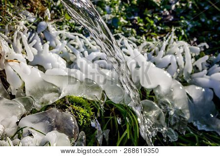 Beautiful Icy Spring In Sunny Day Outdoor