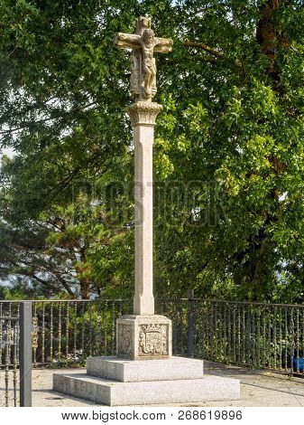 Stone Cross (cruceiro) Above The City - Sarria, Galicia, Spain