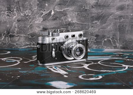 Moscow, Russia, April 18, 2017. The Old Soviet Rangefinder Camera Zorki-2c, Released1957.