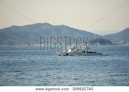 Geoje, South Korea - October 20, 2018: Haenuri Class Hull Number 116, The South Korea Coast Guard Pa